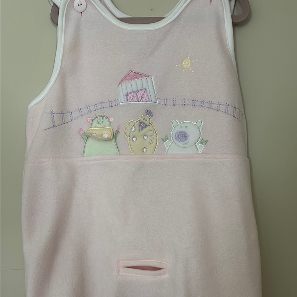 Pink Baby Sleeping Bag with Animal Embroidery